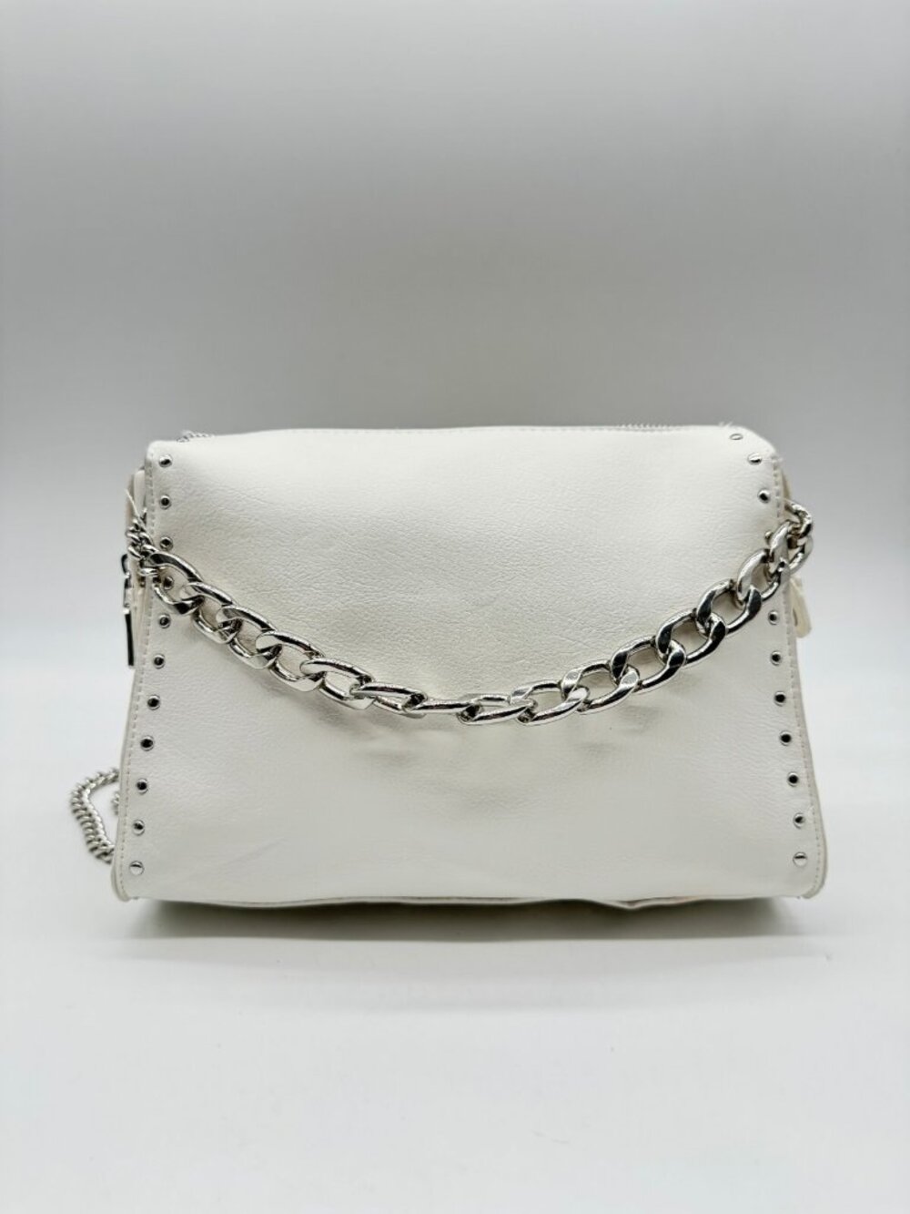 INC International Concepts Bonniee studded chain detail medium crossbody - White